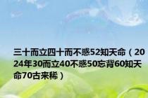 三十而立四十而不惑52知天命（2024年30而立40不惑50忘背60知天命70古来稀）