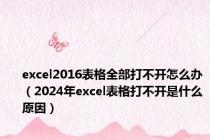 excel2016表格全部打不开怎么办（2024年excel表格打不开是什么原因）