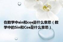 在数学中sin和cos是什么意思（数学中的Sin和Cos是什么意思）