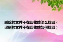 删除的文件不在回收站怎么找回（误删的文件不在回收站如何找回）