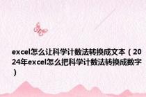 excel怎么让科学计数法转换成文本（2024年excel怎么把科学计数法转换成数字）