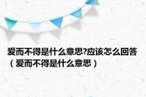 爱而不得是什么意思?应该怎么回答（爱而不得是什么意思）