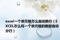 excel一个单元格怎么自动换行（EXCEL怎么将一个单元格的数据自动分行）