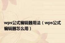 wps公式编辑器用法（wps公式编辑器怎么用）