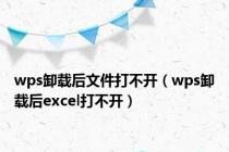 wps卸载后文件打不开（wps卸载后excel打不开）