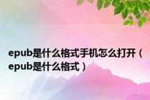 epub是什么格式手机怎么打开（epub是什么格式）