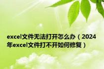 excel文件无法打开怎么办（2024年excel文件打不开如何修复）