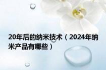 20年后的纳米技术（2024年纳米产品有哪些）