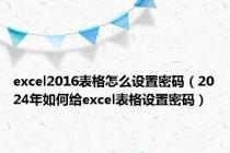 excel2016表格怎么设置密码（2024年如何给excel表格设置密码）