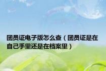 团员证电子版怎么查（团员证是在自己手里还是在档案里）