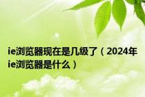 ie浏览器现在是几级了（2024年ie浏览器是什么）