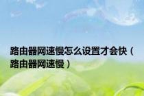 路由器网速慢怎么设置才会快（路由器网速慢）