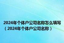 2024年个体户公司名称怎么填写（2024年个体户公司名称）