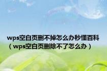 wps空白页删不掉怎么办秒懂百科（wps空白页删除不了怎么办）