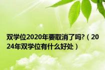 双学位2020年要取消了吗?（2024年双学位有什么好处）