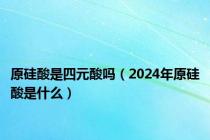 原硅酸是四元酸吗（2024年原硅酸是什么）