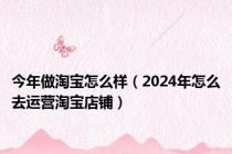 今年做淘宝怎么样（2024年怎么去运营淘宝店铺）