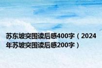 苏东坡突围读后感400字（2024年苏坡突围读后感200字）