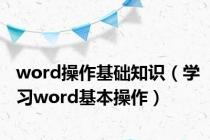 word操作基础知识（学习word基本操作）