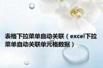 表格下拉菜单自动关联（excel下拉菜单自动关联单元格数据）