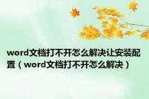 word文档打不开怎么解决让安装配置（word文档打不开怎么解决）