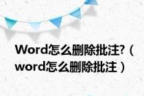 Word怎么删除批注?（word怎么删除批注）