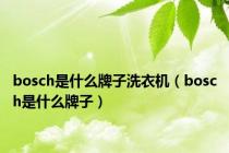 bosch是什么牌子洗衣机（bosch是什么牌子）