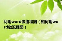 利用word做流程图（如何用word做流程图）