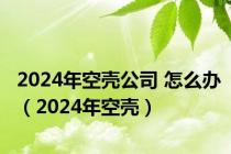 2024年空壳公司 怎么办（2024年空壳）