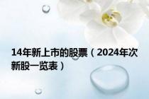 14年新上市的股票（2024年次新股一览表）