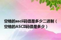 空格的ascii码值是多少二进制（空格的ASCII码值是多少）