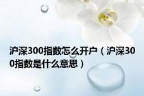 沪深300指数怎么开户（沪深300指数是什么意思）