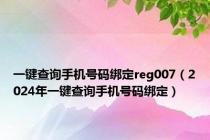 一键查询手机号码绑定reg007（2024年一键查询手机号码绑定）