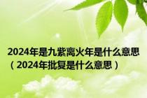 2024年是九紫离火年是什么意思（2024年批复是什么意思）