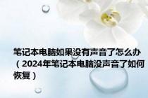 笔记本电脑如果没有声音了怎么办（2024年笔记本电脑没声音了如何恢复）