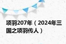 项羽207年（2024年三国之项羽传人）