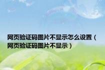 网页验证码图片不显示怎么设置（网页验证码图片不显示）