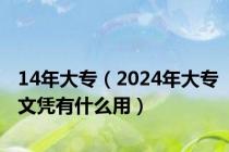 14年大专（2024年大专文凭有什么用）