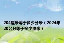 204厘米等于多少分米（2024年20公分等于多少厘米）