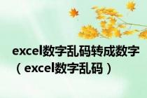 excel数字乱码转成数字（excel数字乱码）