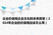 企业价值观企业文化和未来愿景（2024年企业的价值观应该怎么写）