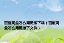 百度网盘怎么用链接下载（百度网盘怎么用链接下文件）