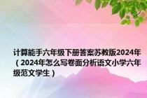 计算能手六年级下册答案苏教版2024年（2024年怎么写卷面分析语文小学六年级范文学生）