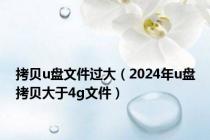 拷贝u盘文件过大（2024年u盘拷贝大于4g文件）