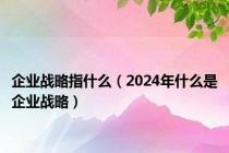 企业战略指什么（2024年什么是企业战略）