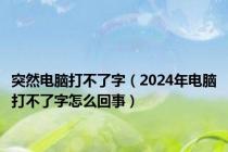 突然电脑打不了字（2024年电脑打不了字怎么回事）