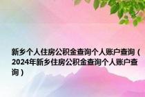 新乡个人住房公积金查询个人账户查询（2024年新乡住房公积金查询个人账户查询）