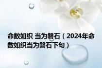 命数如织 当为磐石（2024年命数如织当为磐石下句）