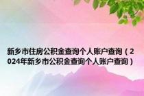 新乡市住房公积金查询个人账户查询（2024年新乡市公积金查询个人账户查询）