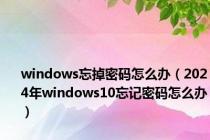 windows忘掉密码怎么办（2024年windows10忘记密码怎么办）